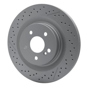 Mercedes-Benz CLK63 AMG Brake Rotor (1) - Rear - R1 Concepts - GEOSPEC Coated Rotor - Drilled & Slotted - `05-`11